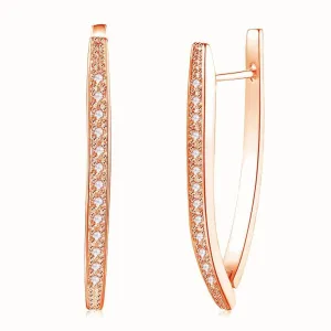 1.00 CT Dangling Pave Teardrop Earrings in 14K Rose Gold Plating