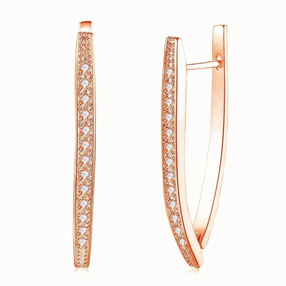 1.00 CT Dangling Pave Teardrop Earrings in 14K Rose Gold Plating