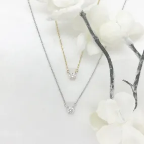 10k Gold CZ Solitaire Necklace