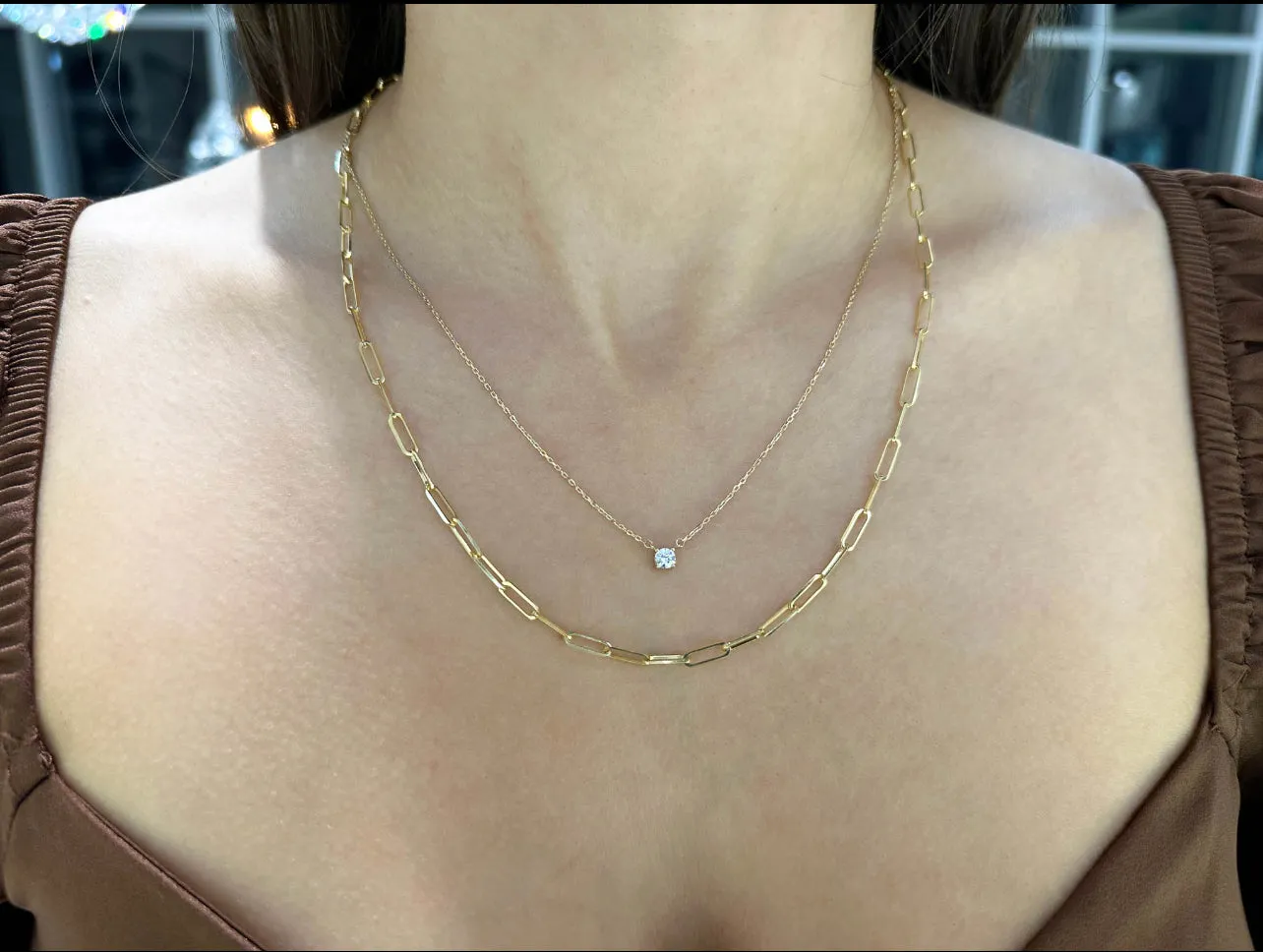 10k Gold CZ Solitaire Necklace