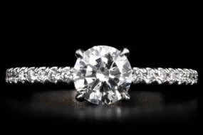 14K White Gold 0.80 Carat Round Brilliant Diamond Hidden Halo Engagement Ring