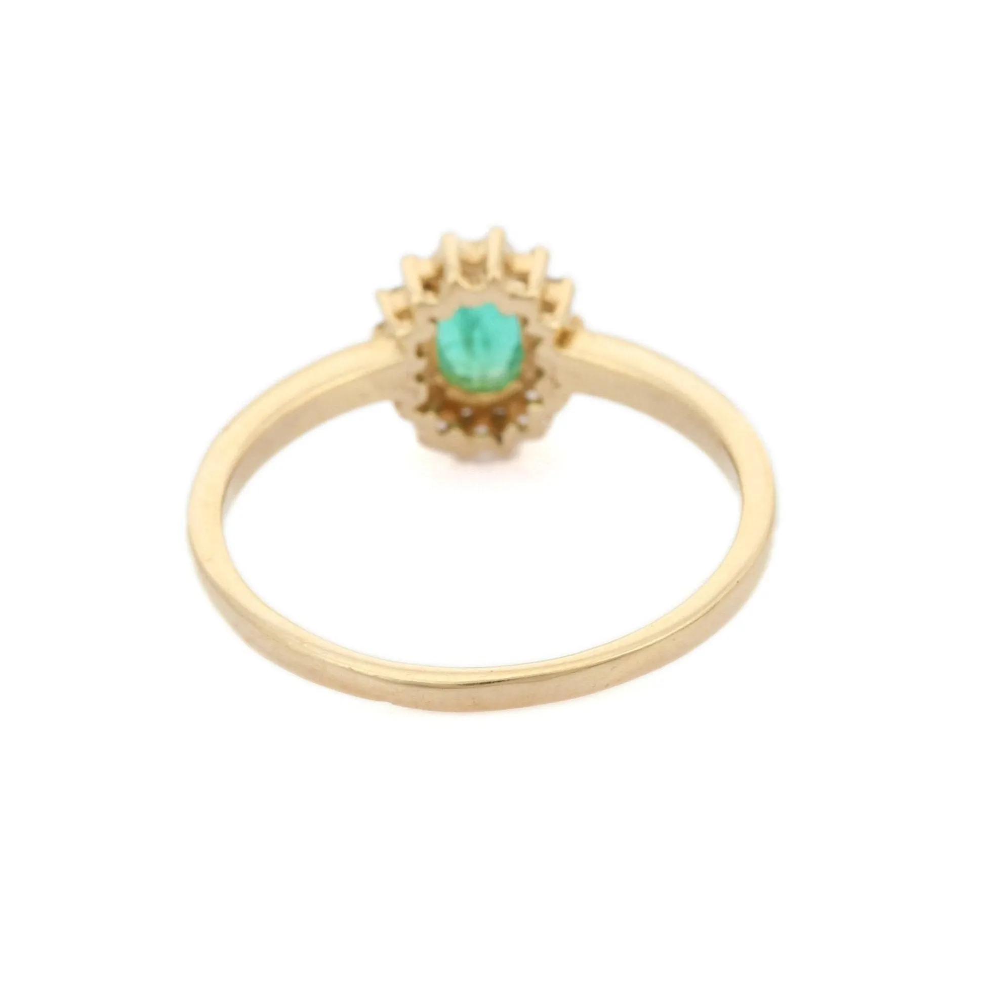 14K Yellow Gold Emerald Diamond Ring