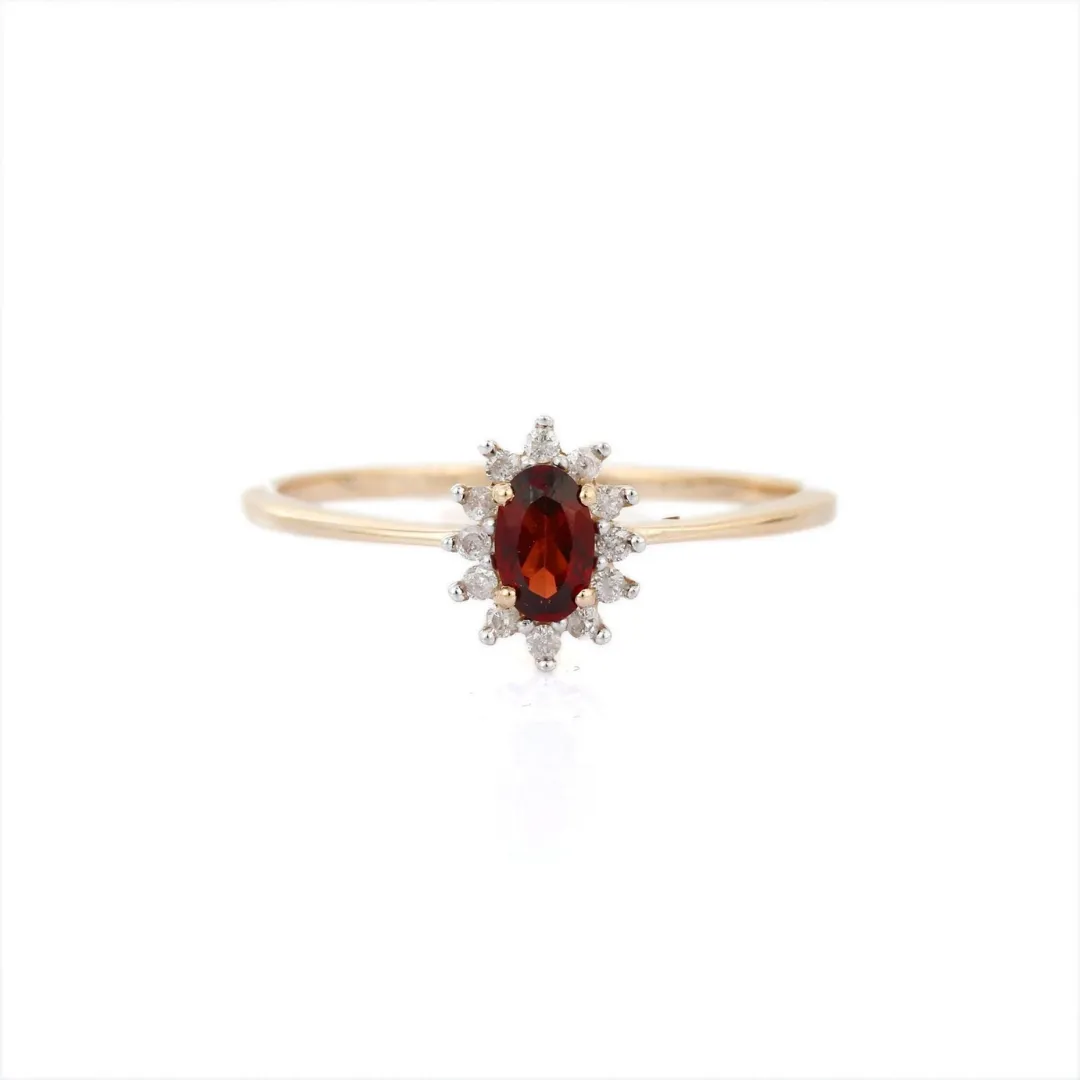 14K Yellow Gold Garnet Ring