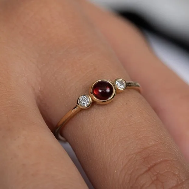 14K Yellow Gold Garnet Ring