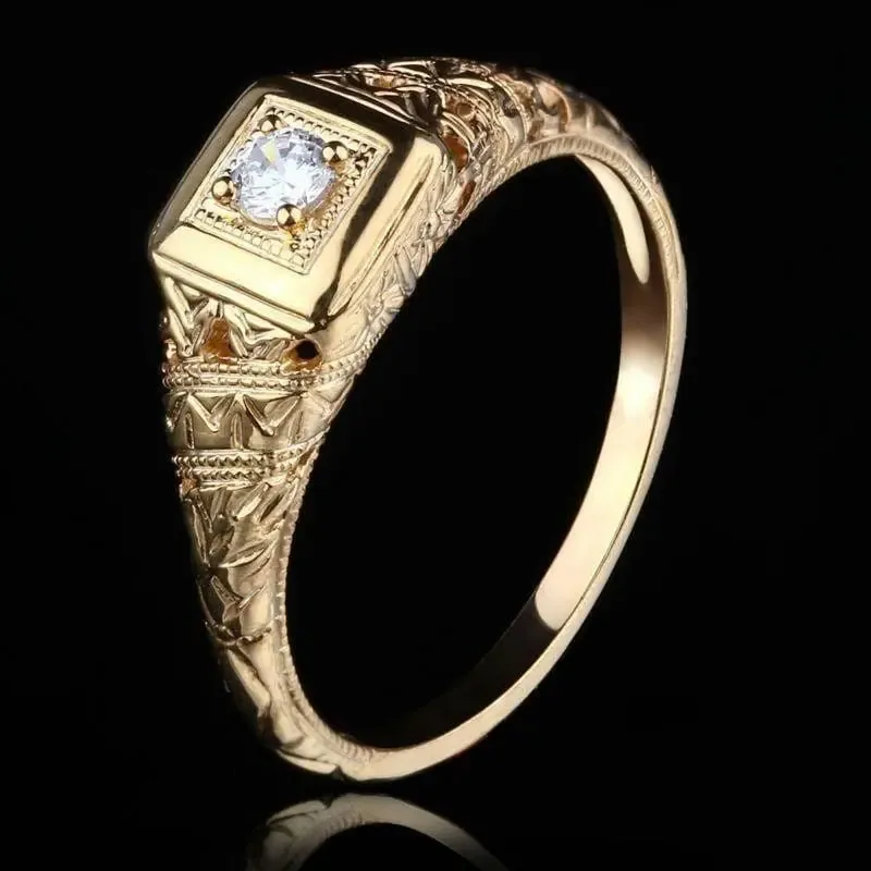 14k Yellow Gold Vintage / Unique Moissanite Ring 0.1ct