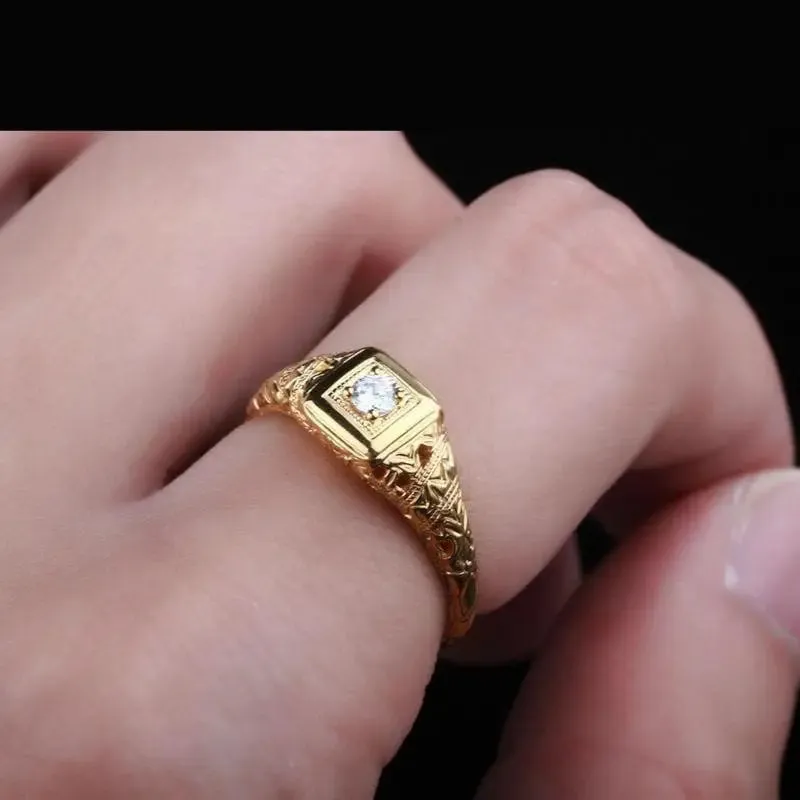 14k Yellow Gold Vintage / Unique Moissanite Ring 0.1ct