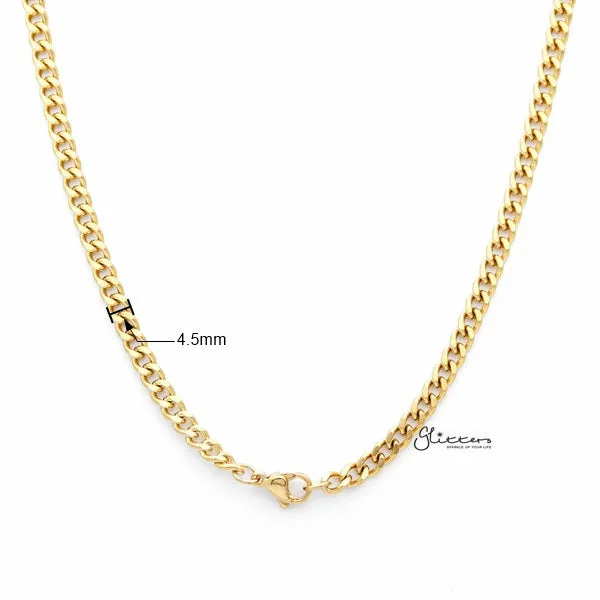 18K Gold I.P Stainless Steel Curb Chain Men's Necklaces - 4.5mm width | 61cm length