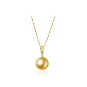 18K Solid Gold South Sea Golden Pearl Necklace KN00073