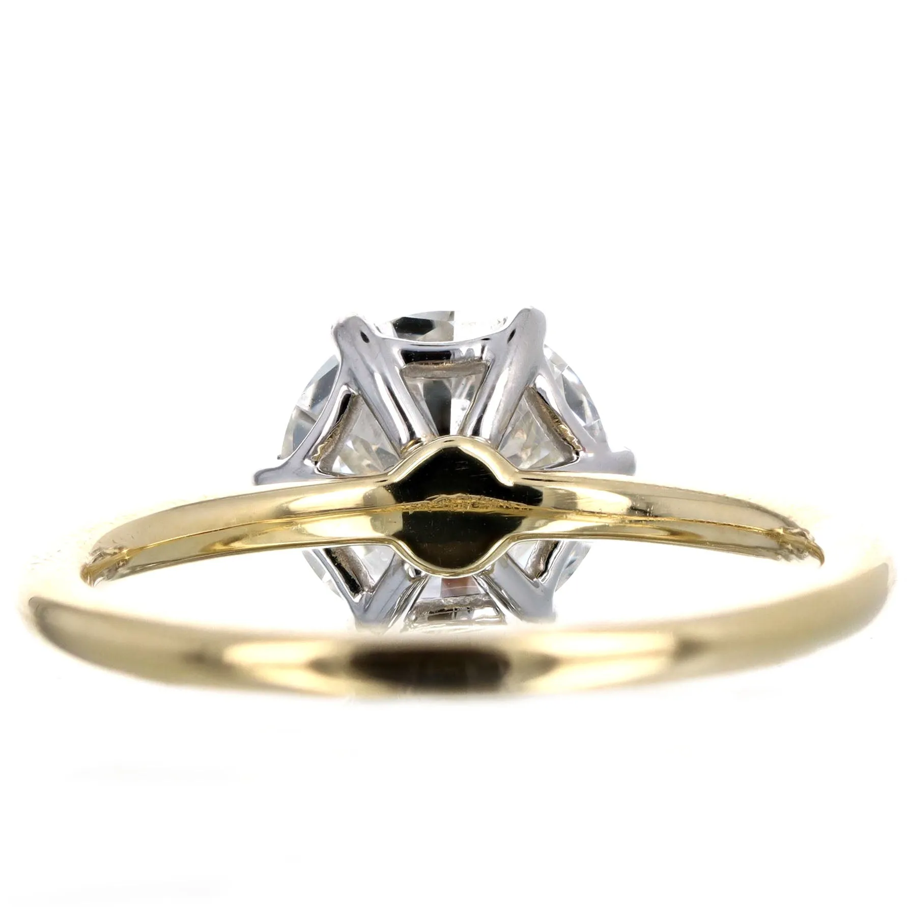 2.12 Carat Round Brilliant Diamond Solitaire Engagement Ring in 18K Yellow Gold & Platinum GIA Certified