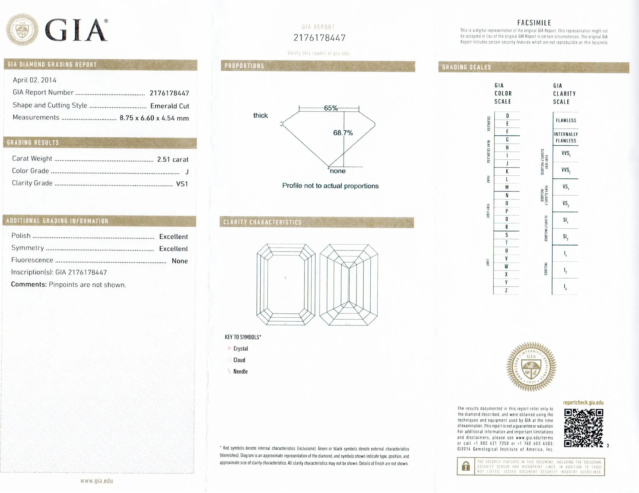 2.51 Carat Emerald Cut Diamond Bezel Engagement Ring in 18K Yellow Gold GIA Certified