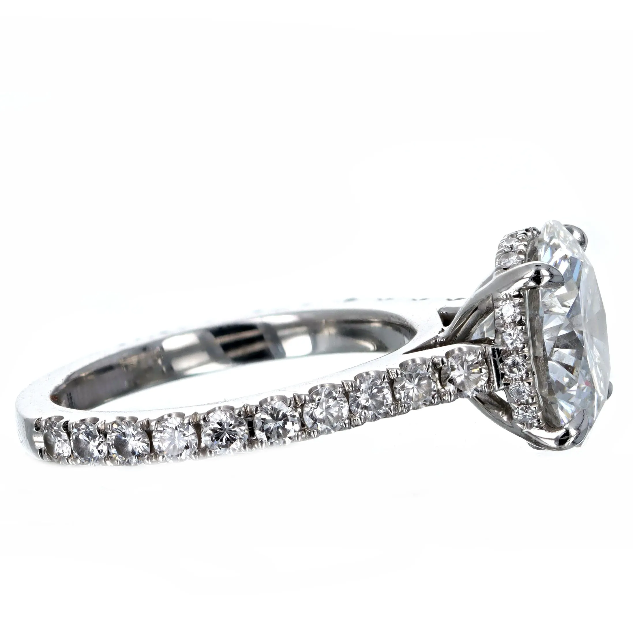 3.75 Carat Round Brilliant Diamond Hidden Halo Engagement Ring in Platinum GIA Certified