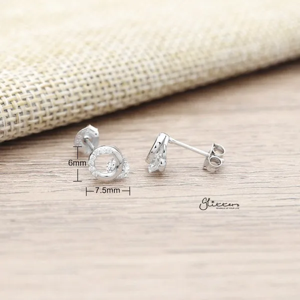 925 Sterling Silver Hollow Circle CZ Stud Earrings