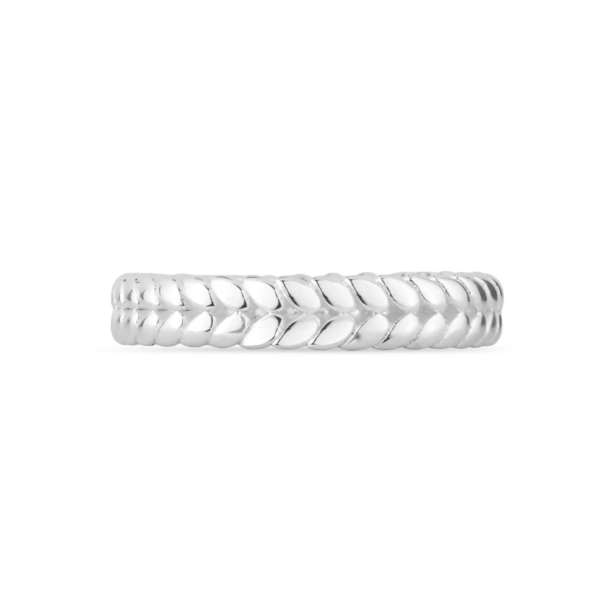 925 Sterling Silver-Plated Leaf Band Ring Silver-Small