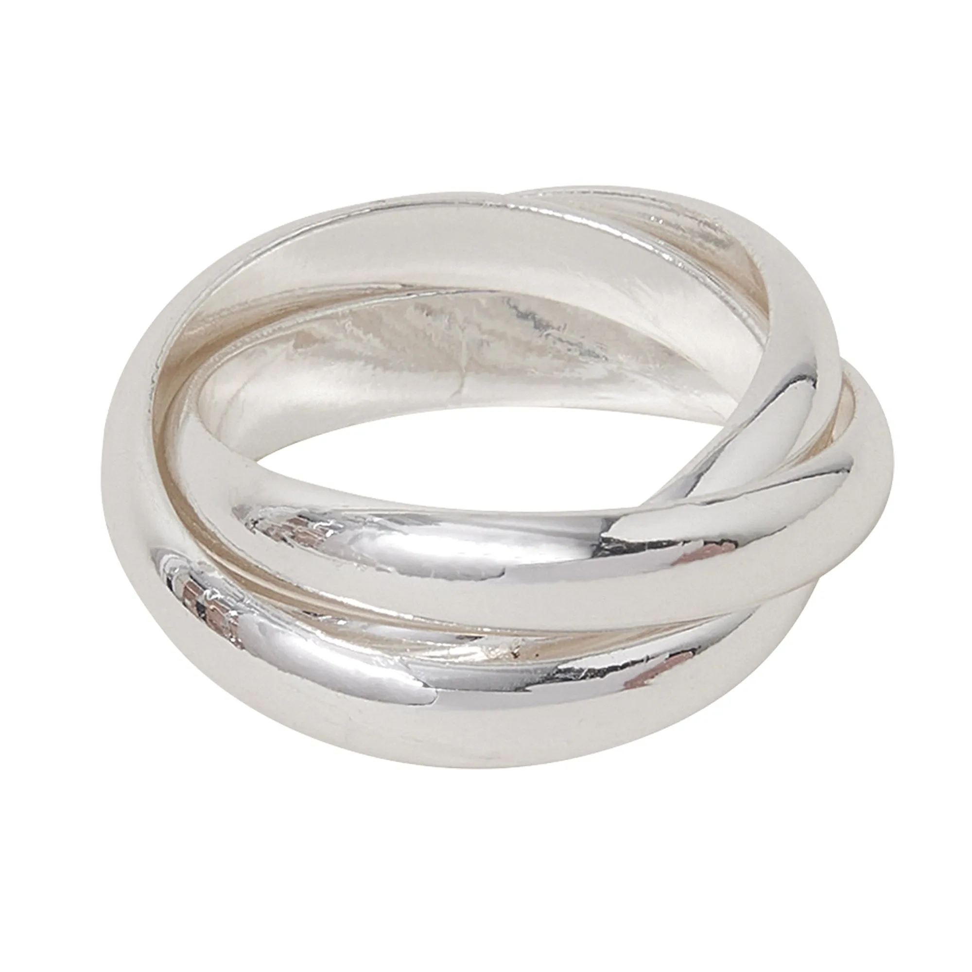 925 Sterling Silver Plated Twisted Ring Silver-Large