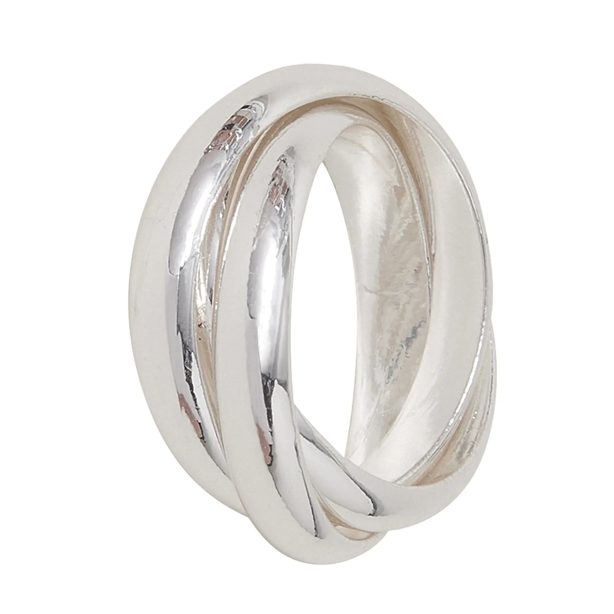 925 Sterling Silver Plated Twisted Ring Silver-Medium