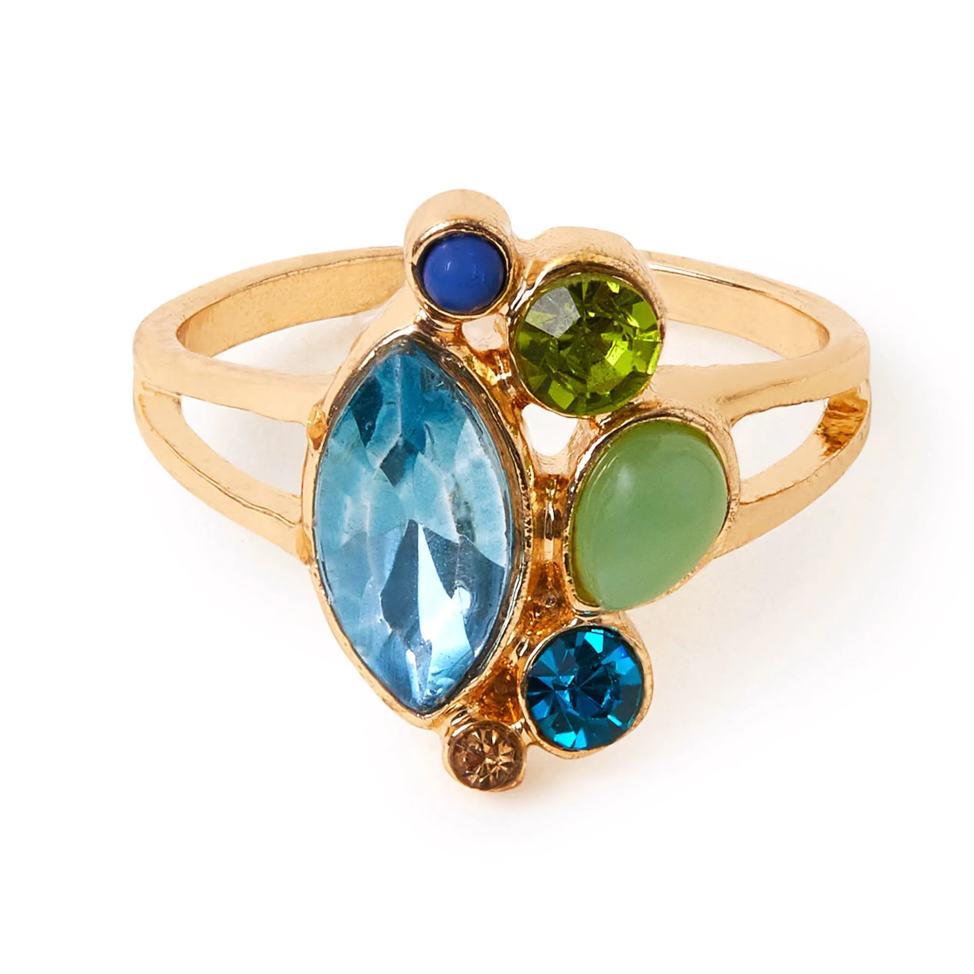 Accessorize London Women's Blue Gem Cluster Ring Blue-Large