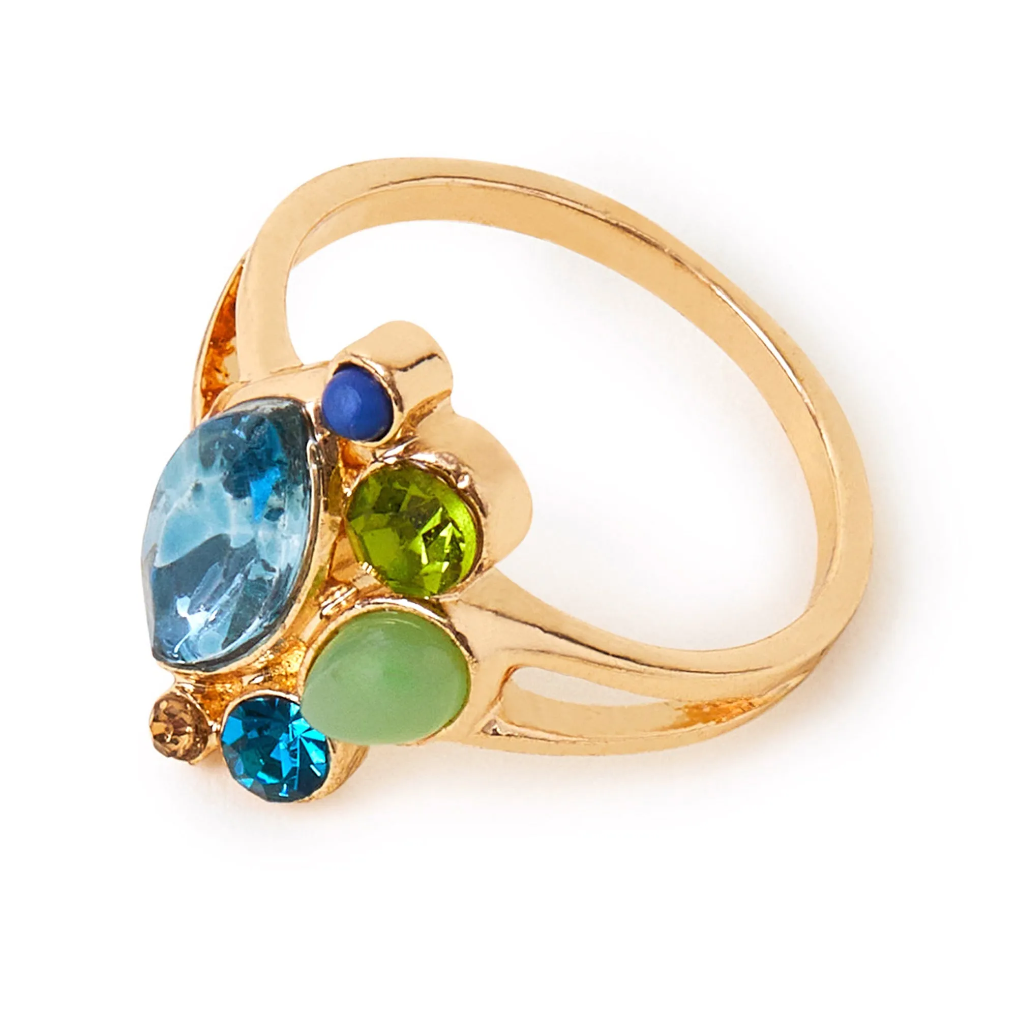 Accessorize London Women's Blue Gem Cluster Ring Blue-Large