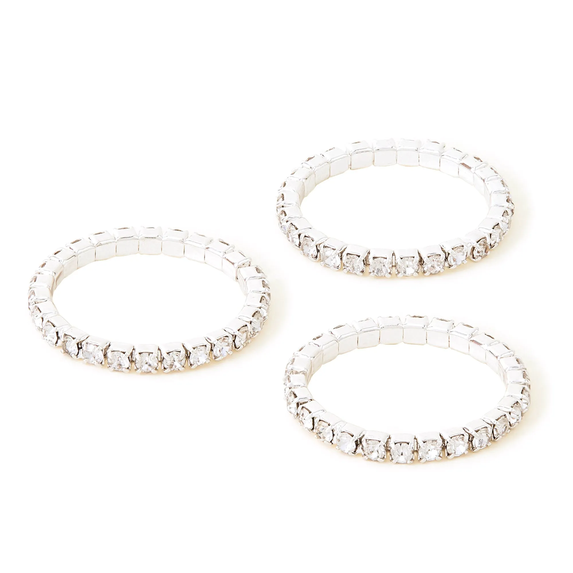 Accessorize London Women's Crystal Sparkle Rings Set Of Three White-Medium