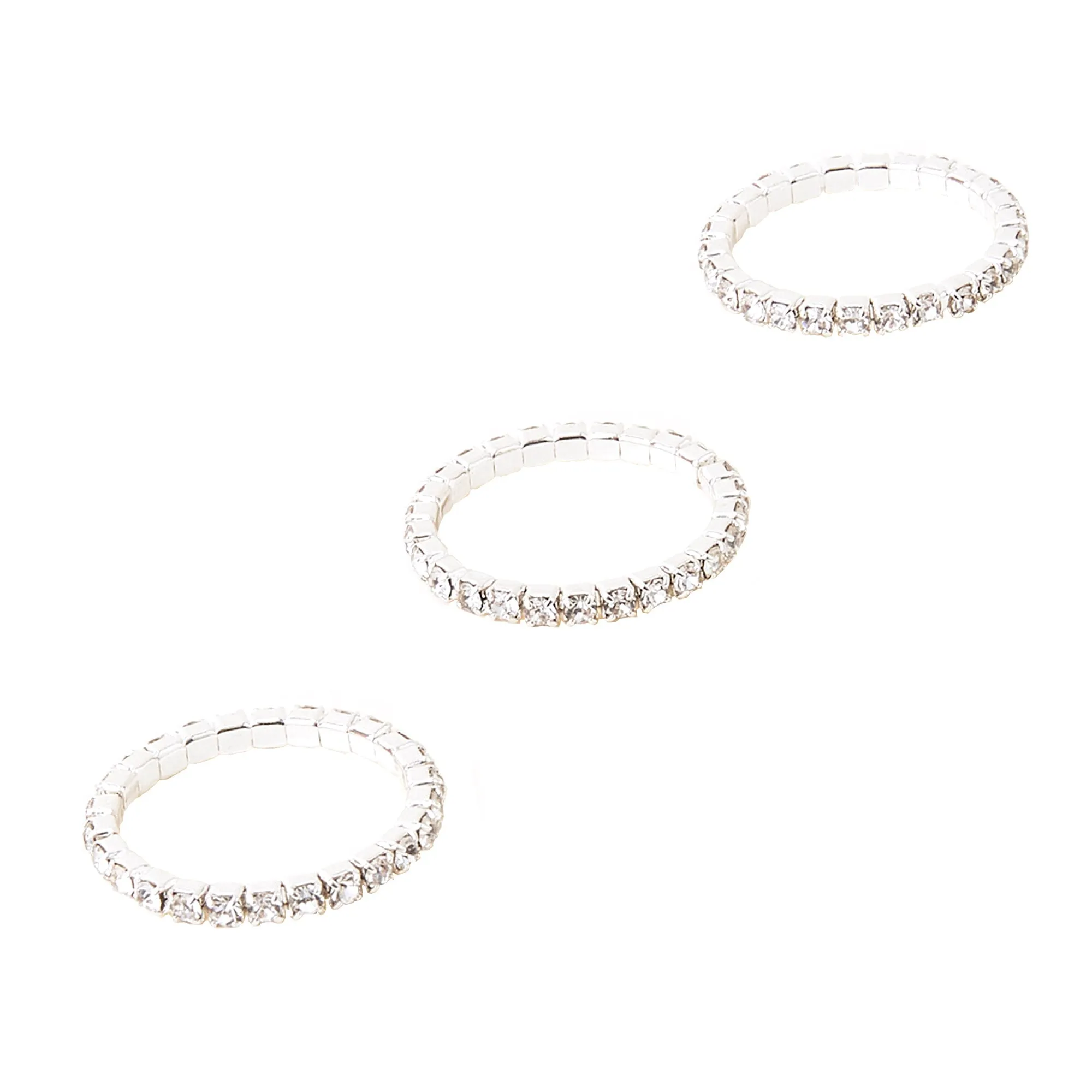 Accessorize London Women's Crystal Sparkle Rings Set Of Three White-Medium