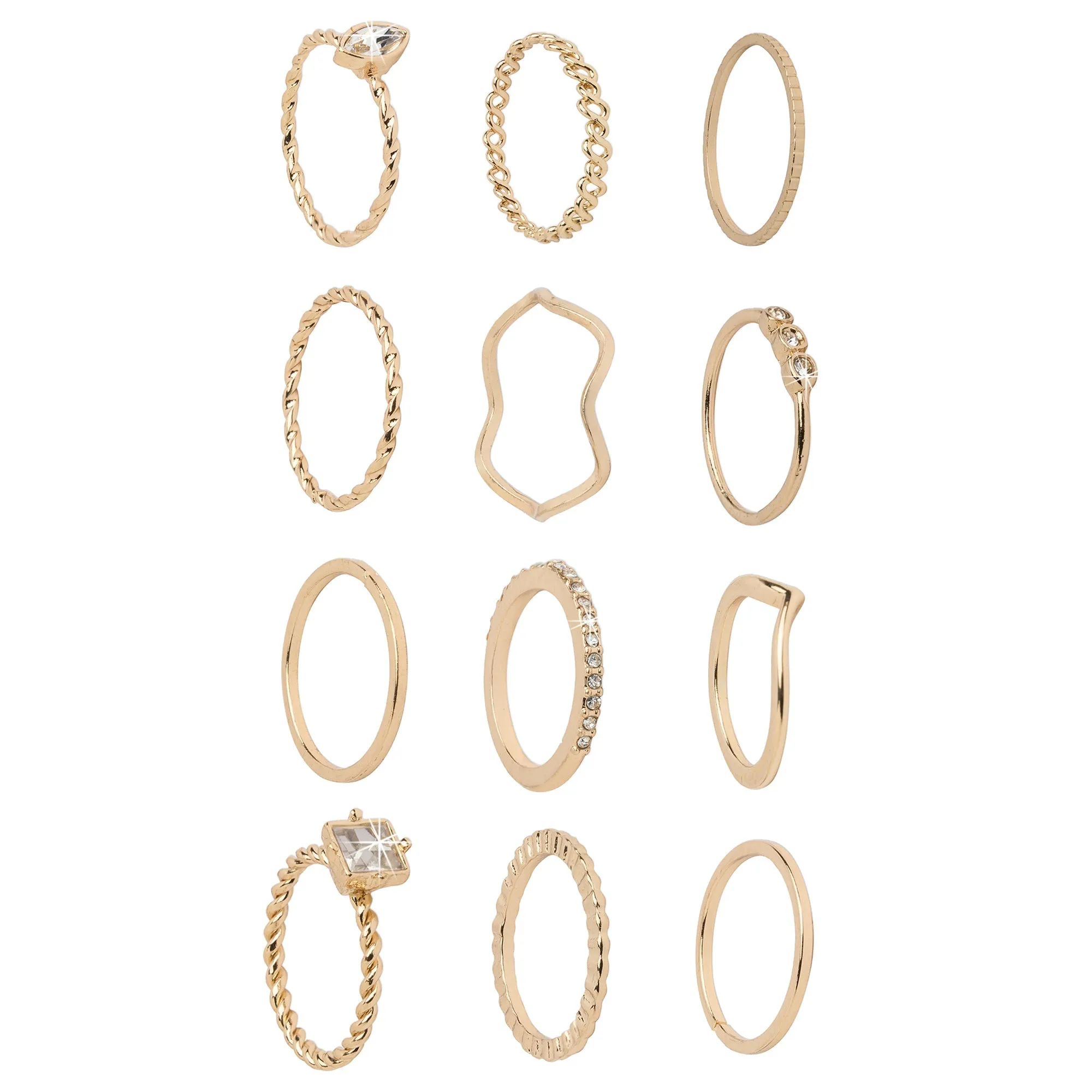 Accessorize London Women's Gold Crystal Ring Pack Small