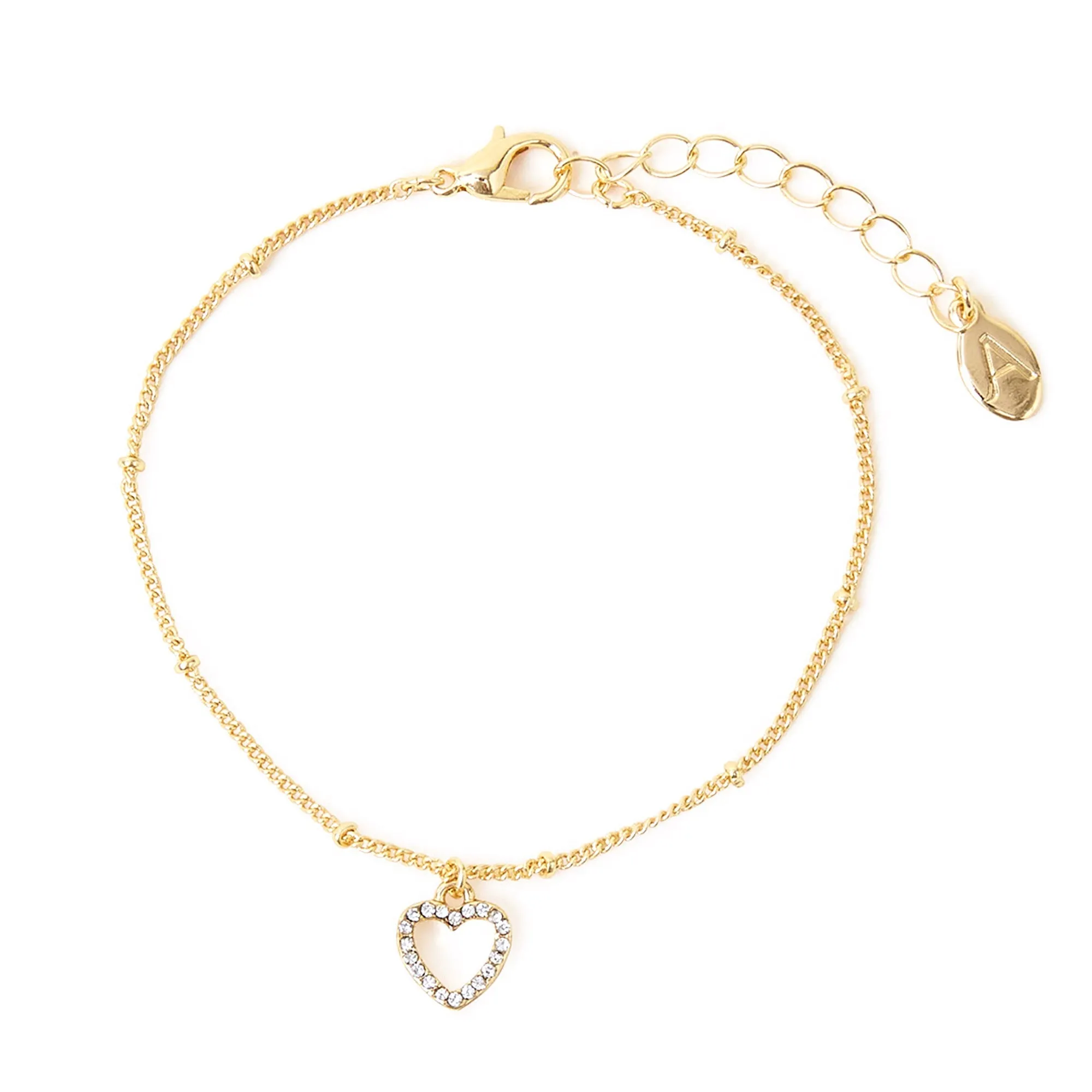 Accessorize London Women's  Gold Heart Pave Bracelet