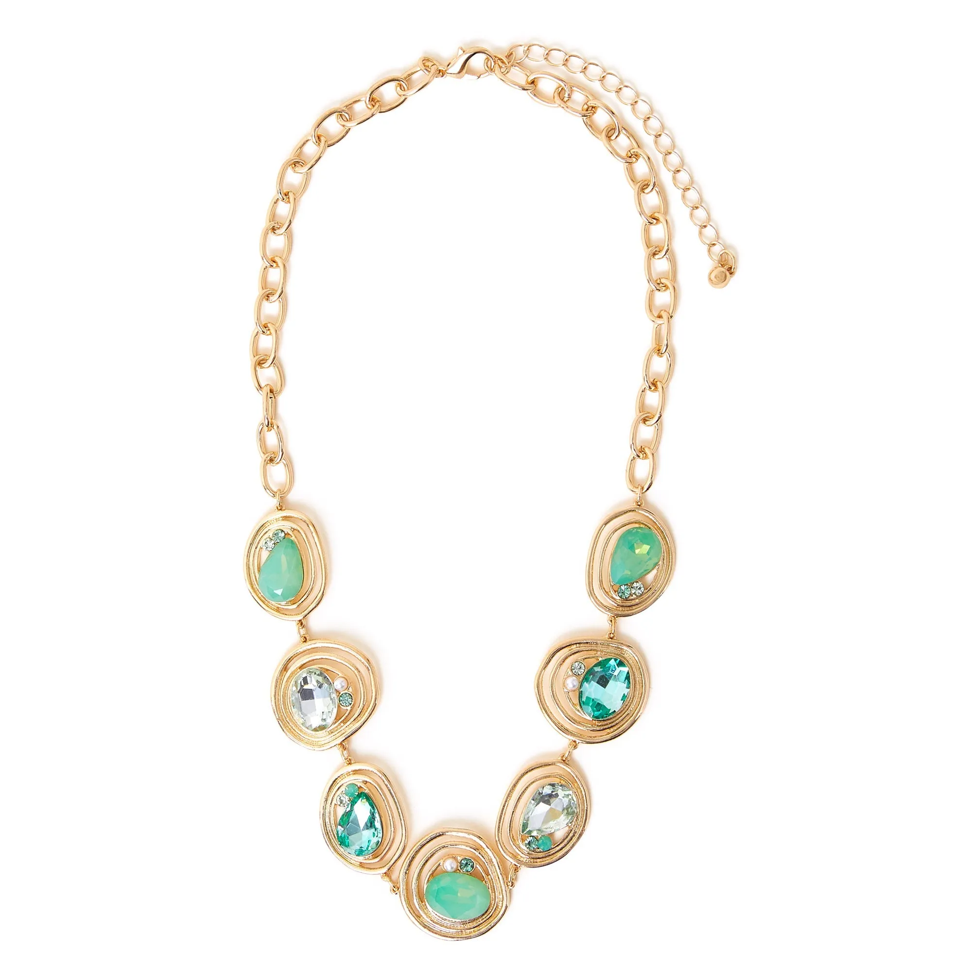 Accessorize London Women's Green Encircled Gem Collar Necklace