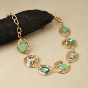 Accessorize London Women's Green Encircled Gem Collar Necklace