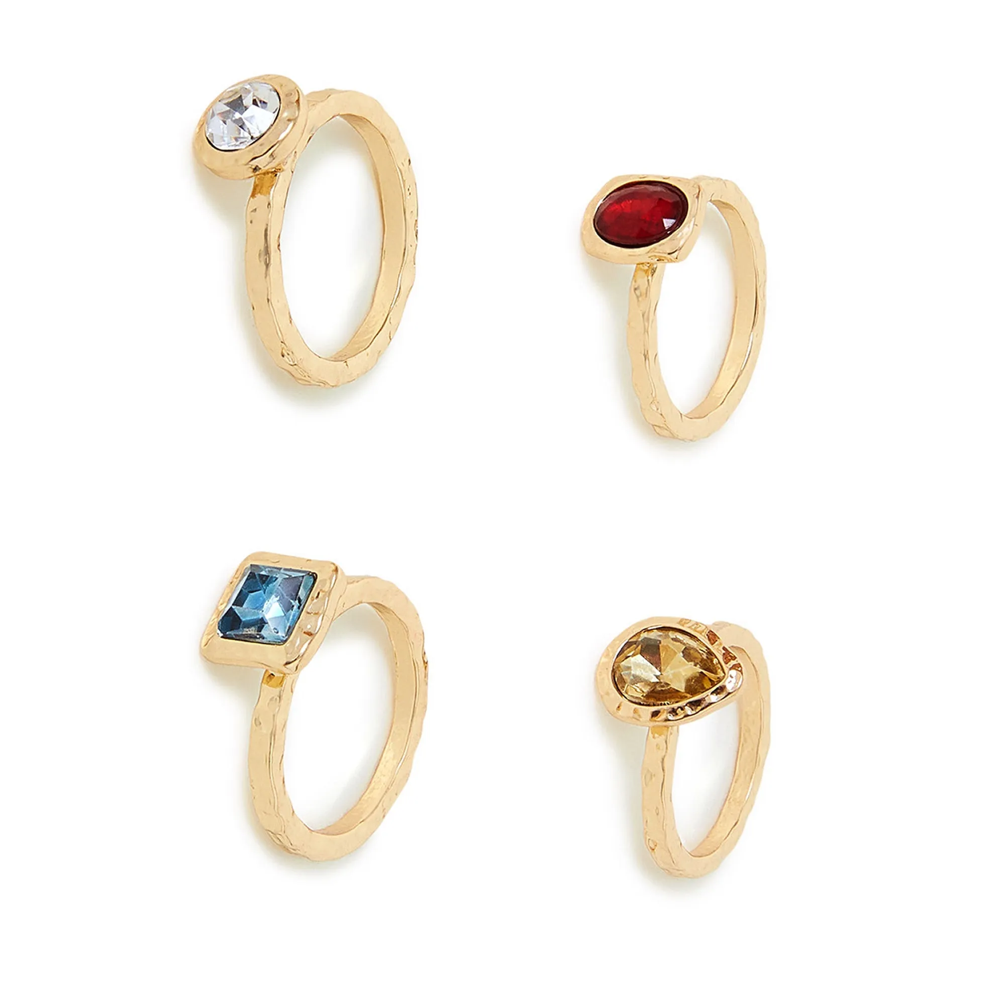 Accessorize London Women's Mixed Gem Rings 4 Pack Multi-Medium