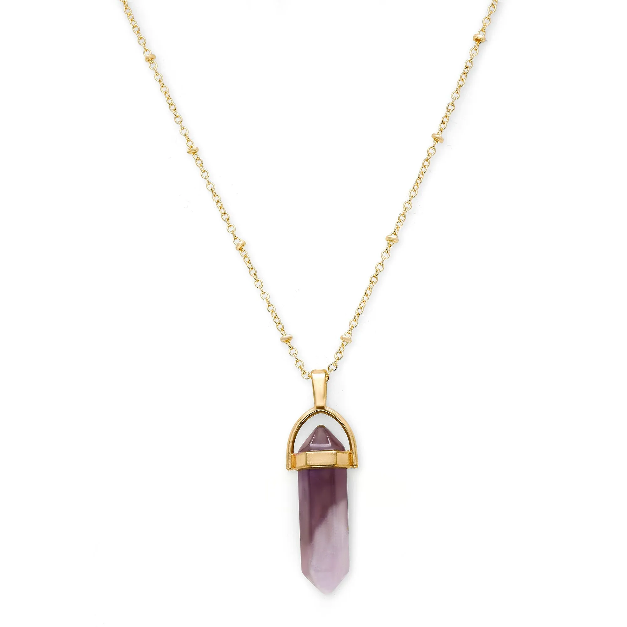 Accessorize London Women's Semi-Precious Stone Pendant Necklace Purple