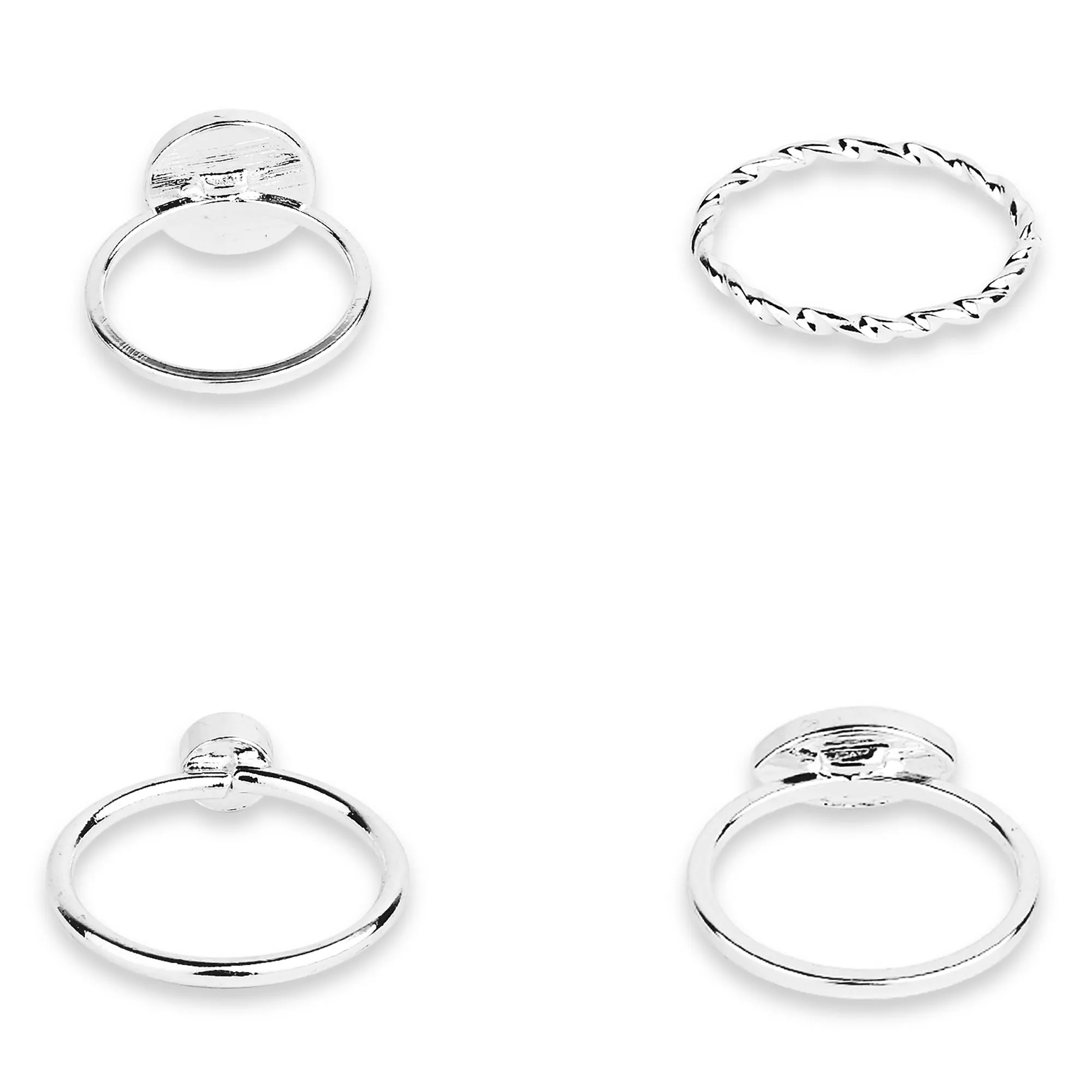 Accessorize London Women's Silver Evil Eye Ring Pack Of 4 Large