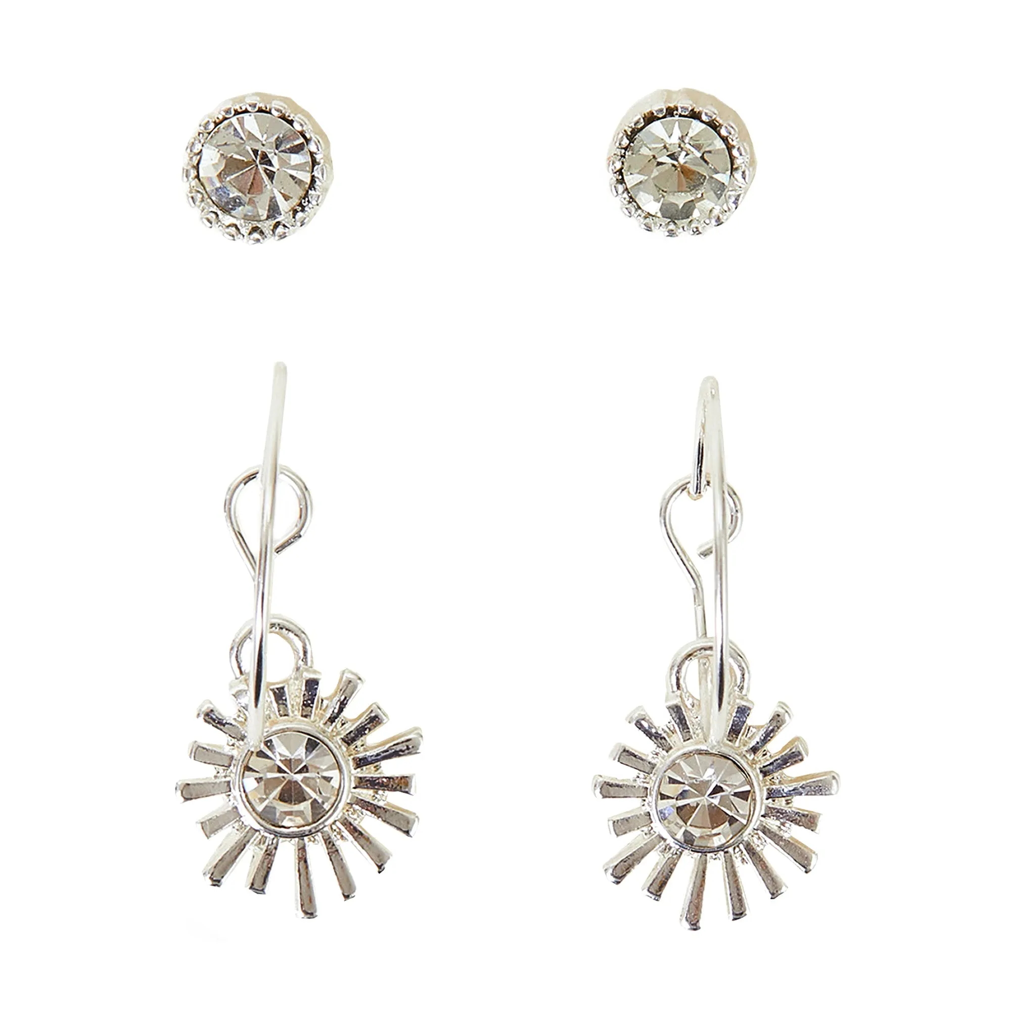 Accessorize London Women's Starburst Hoop And Stud Earrings Set Of Two