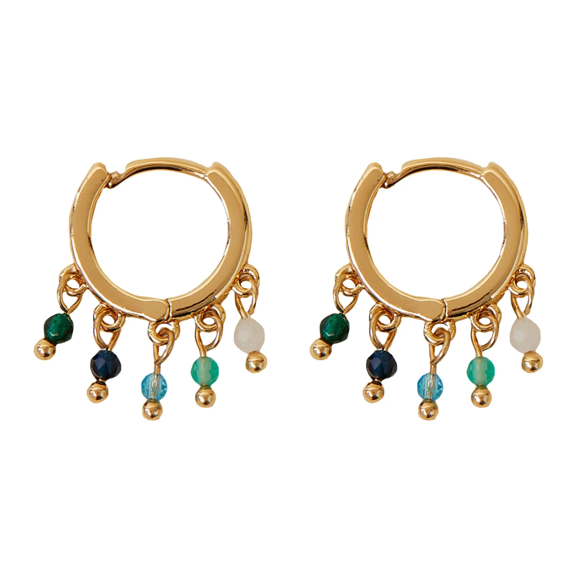 Accessorize London Women's Z Real Gold-Plated Charm Bead Hoops Earrings