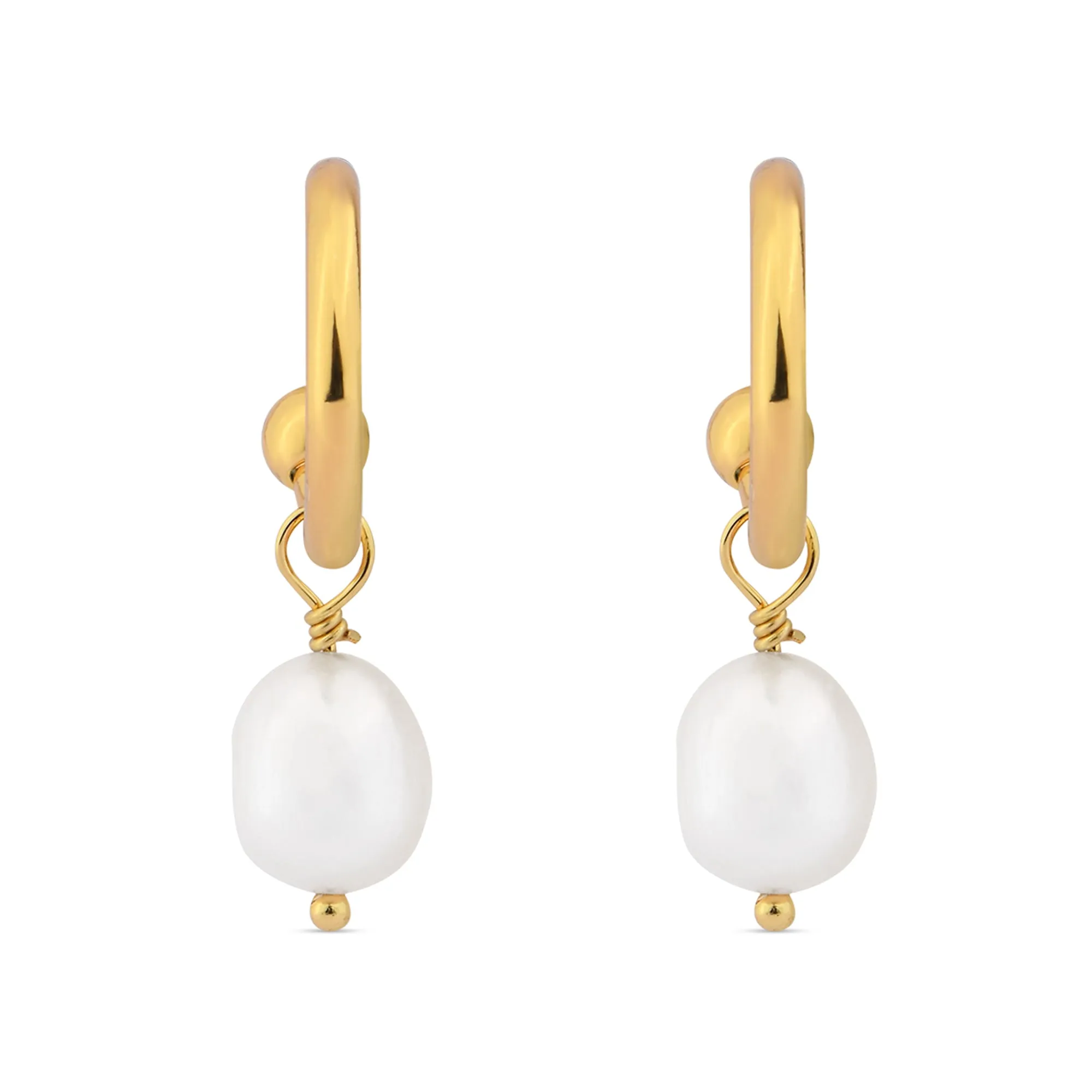 Accessorize London Women's Z Real Gold-Plated Chunky Pearl Drop Earrings