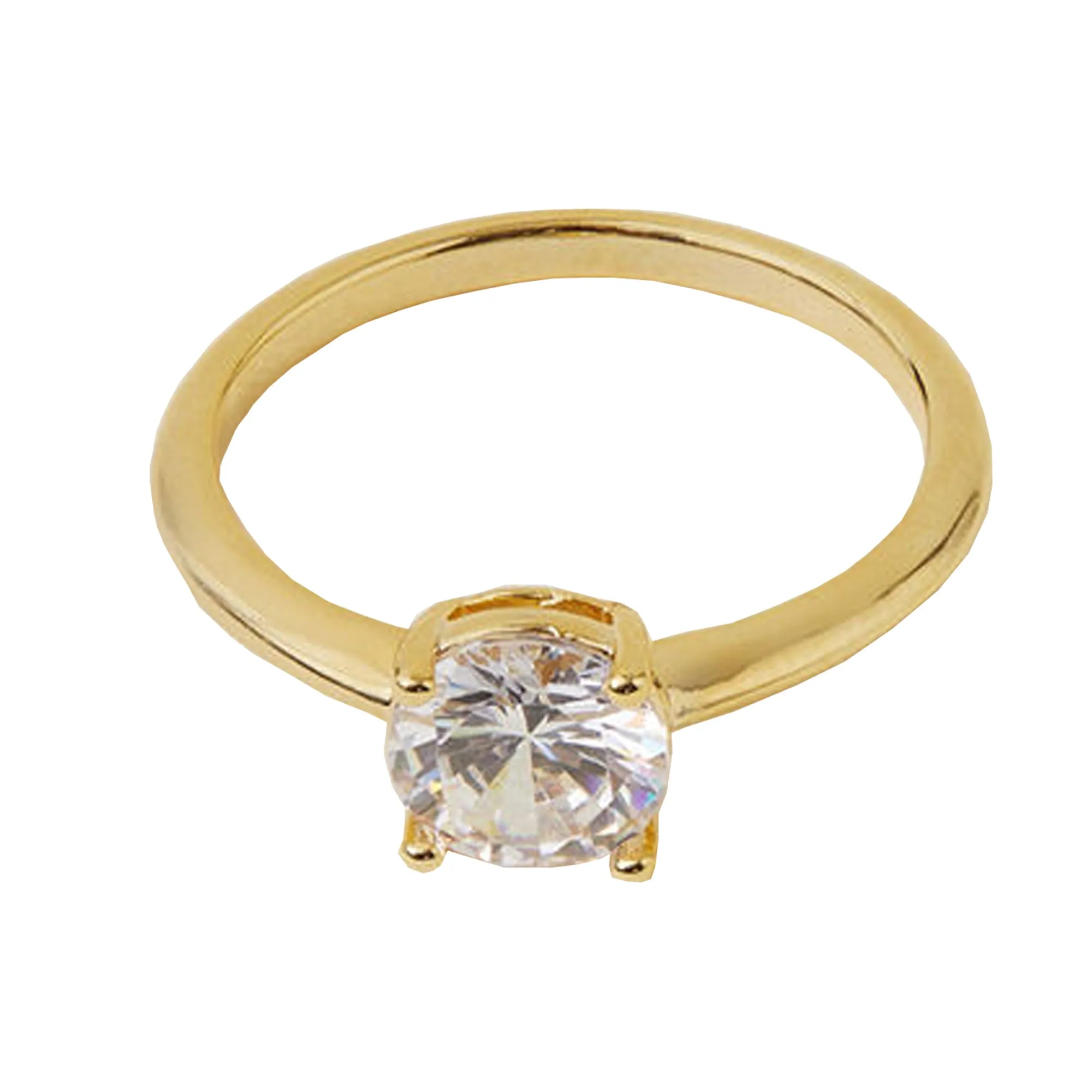 Accessorize London Women's Z Real Gold-Plated Cubic Zirconia Solitaire Ring-Small