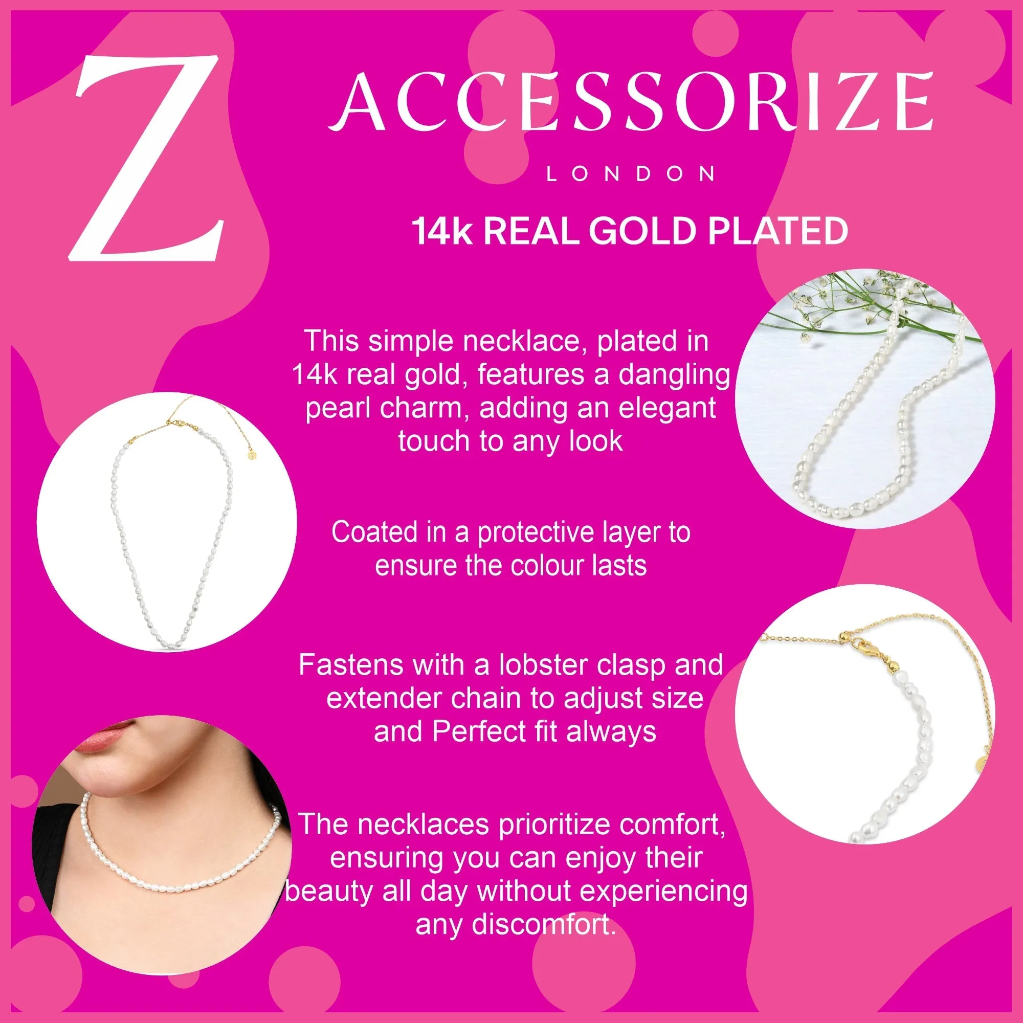 Accessorize London Women's Z Real Gold Plated Seed Pearl Necklace