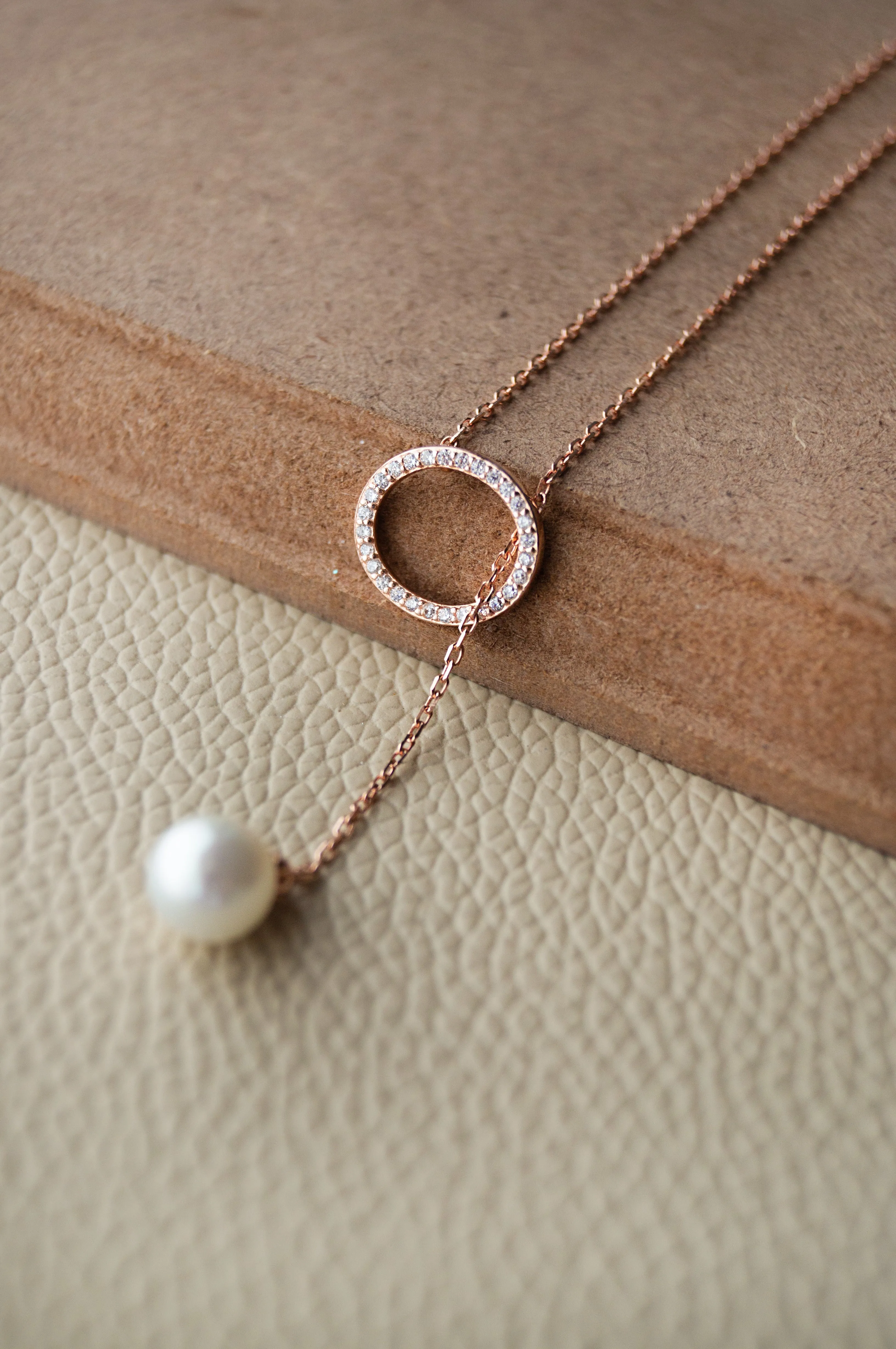 Adjustable Pearl With Circle Sterling Silver Lariat Necklace