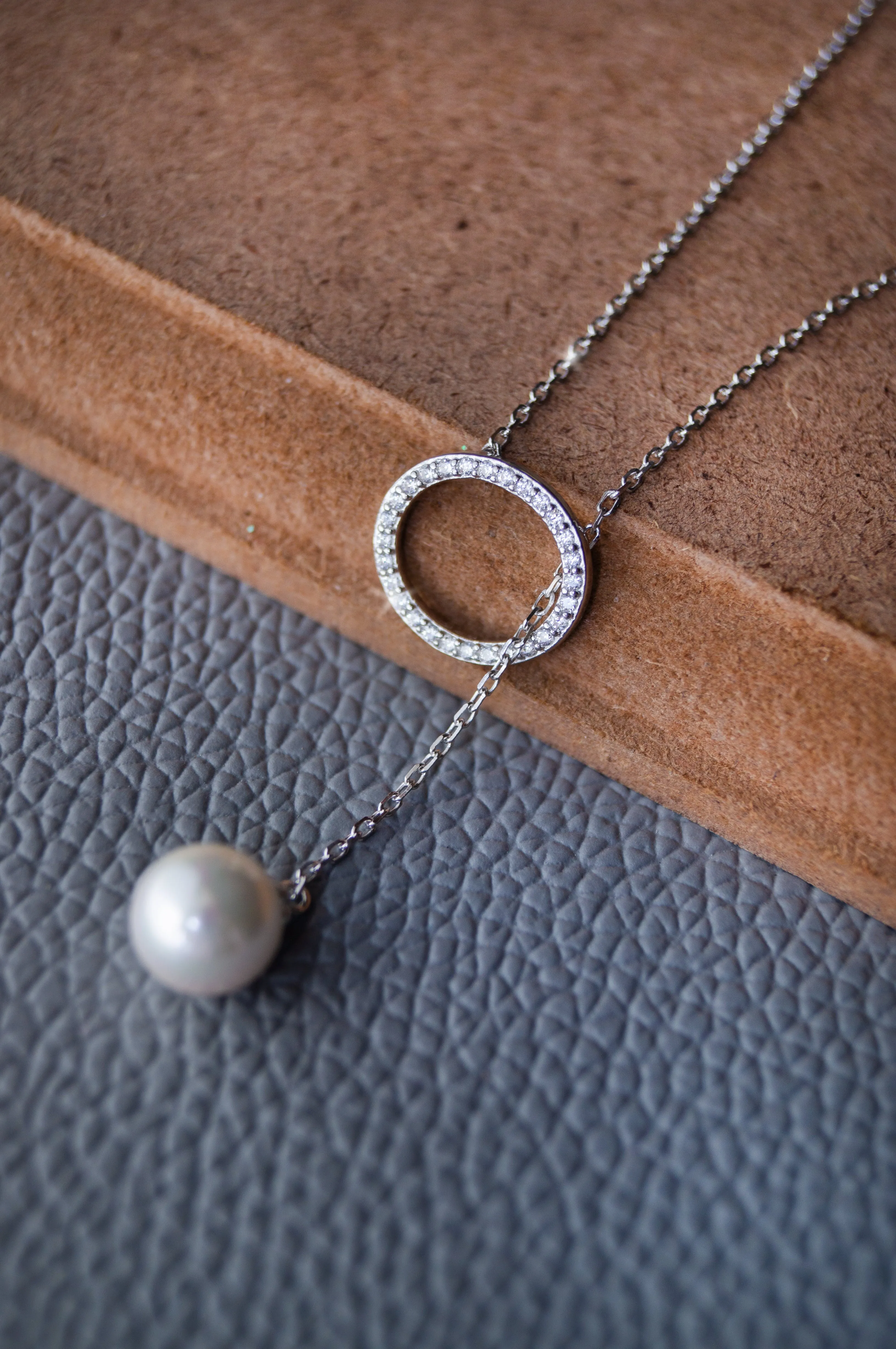 Adjustable Pearl With Circle Sterling Silver Lariat Necklace