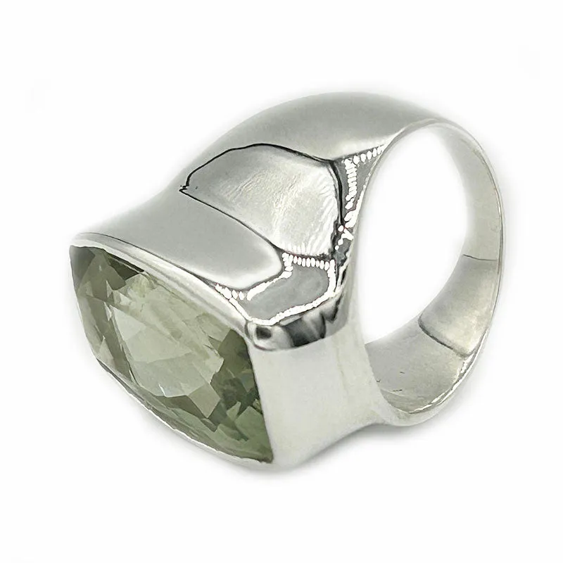 Aranya Green Amethyst Rectangle Ring