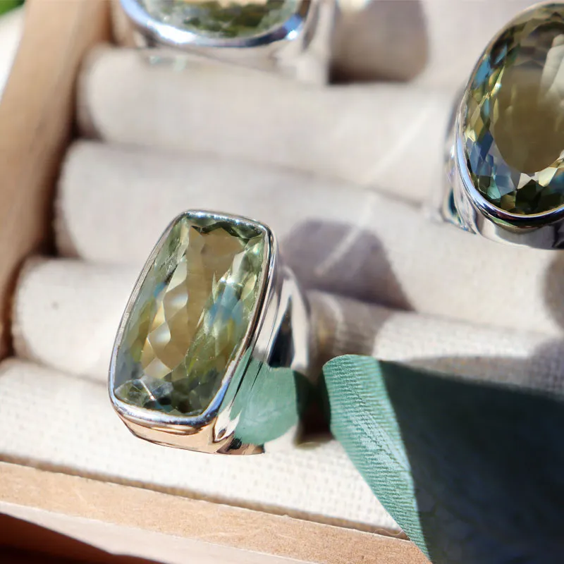 Aranya Green Amethyst Rectangle Ring