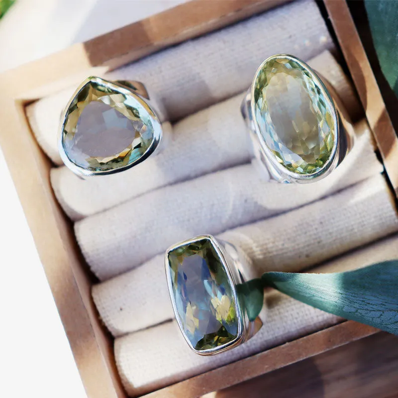 Aranya Green Amethyst Teardrop Ring