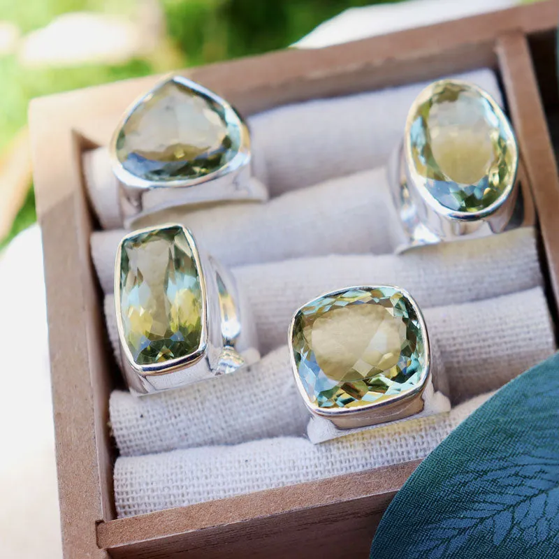 Aranya Green Amethyst Teardrop Ring