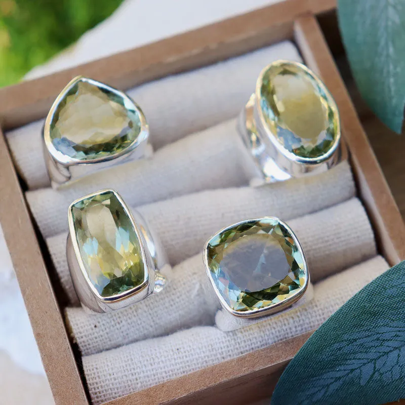 Aranya Green Amethyst Teardrop Ring