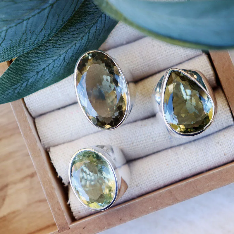 Aranya Green Amethyst Teardrop Ring