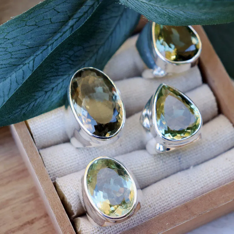 Aranya Green Amethyst Teardrop Ring