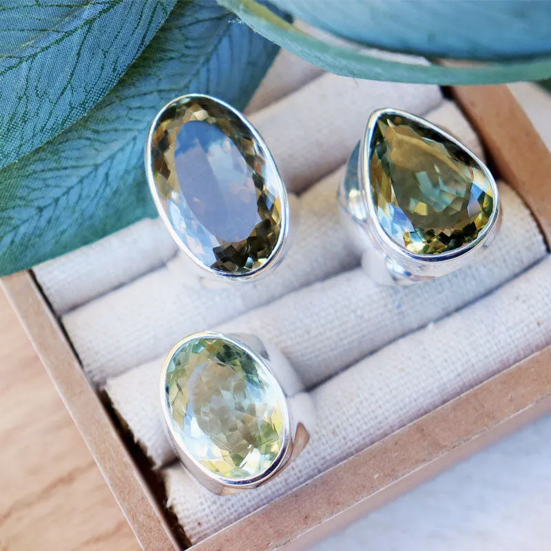 Aranya Green Amethyst Teardrop Ring