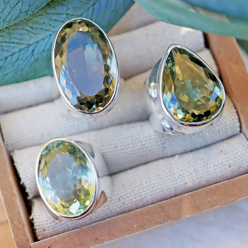 Aranya Green Amethyst Teardrop Ring