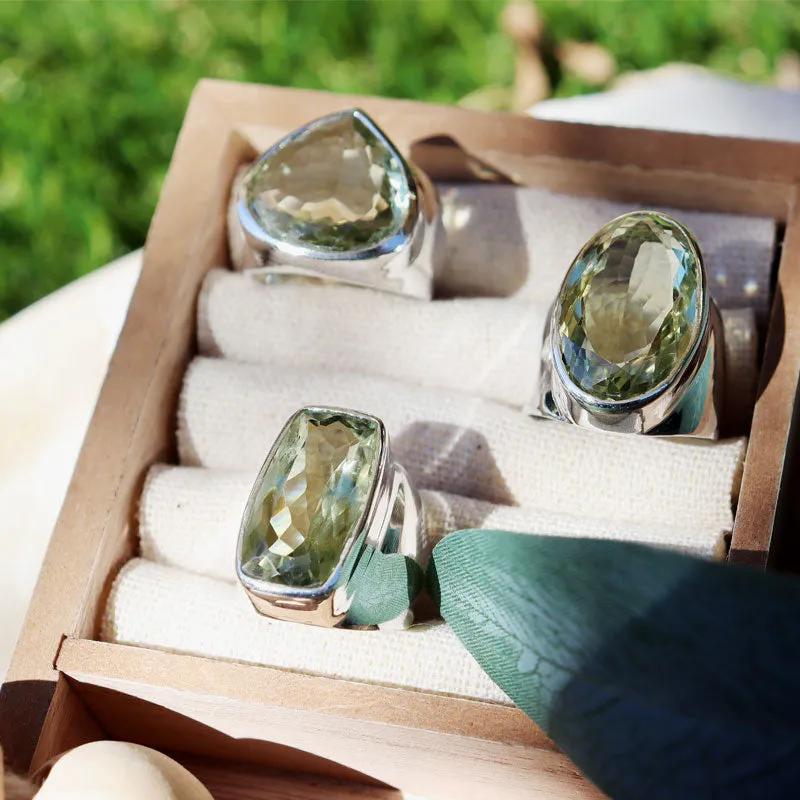 Aranya Green Amethyst Teardrop Ring