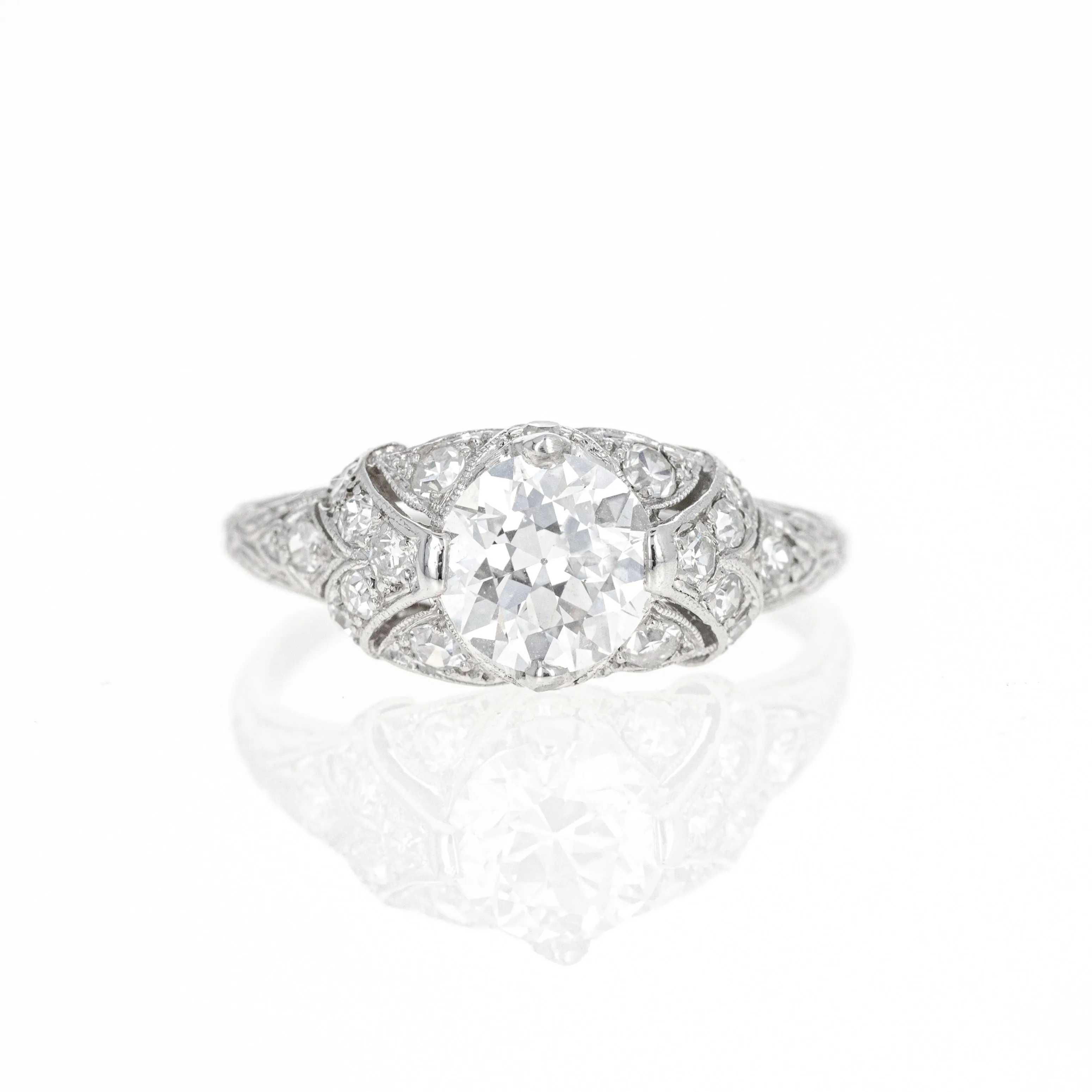 Art Deco 1.08 Carat Old European Diamond Engagement Ring