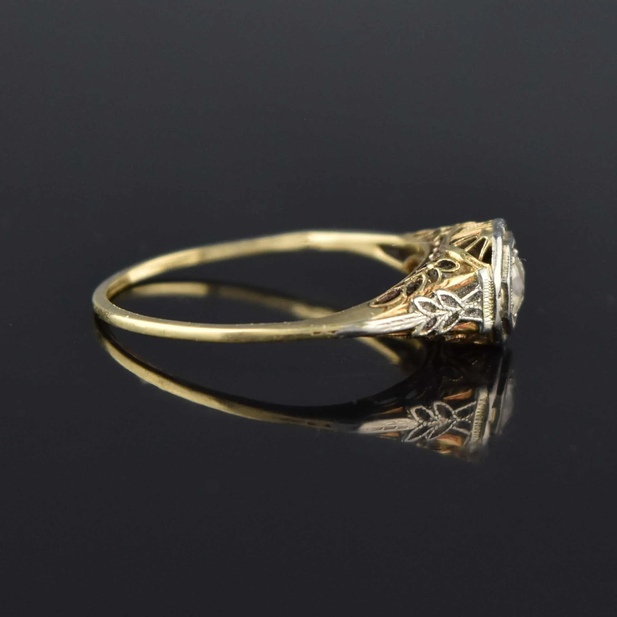 Art Deco 14K Gold Filigree .25 CTW Diamond Engagement Ring