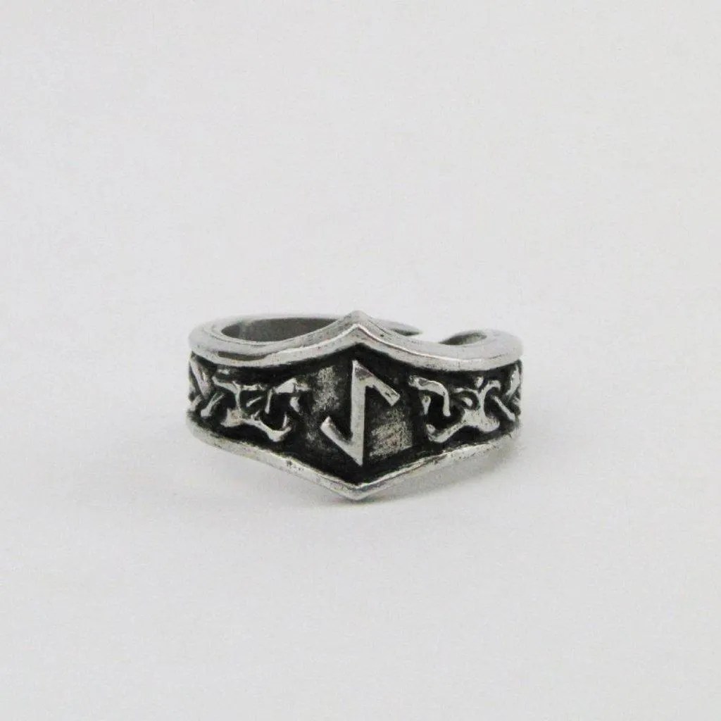 Asgard Eihwaz Letter Y Rune Ring - Adjustable